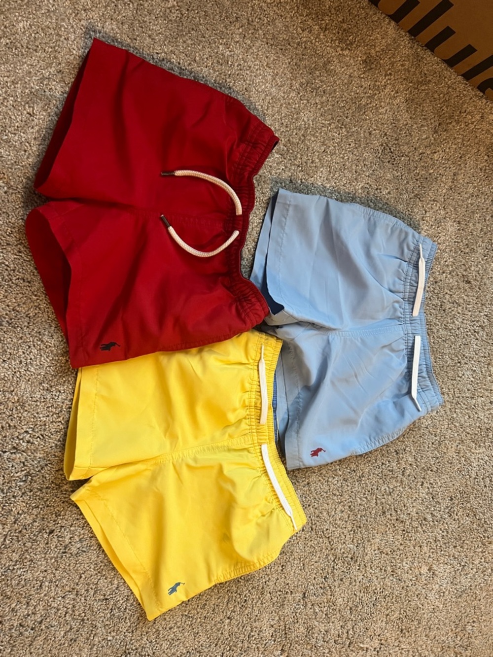 3-Pack boys 3t Swim Trunks - Red, Light Blue, Yellow